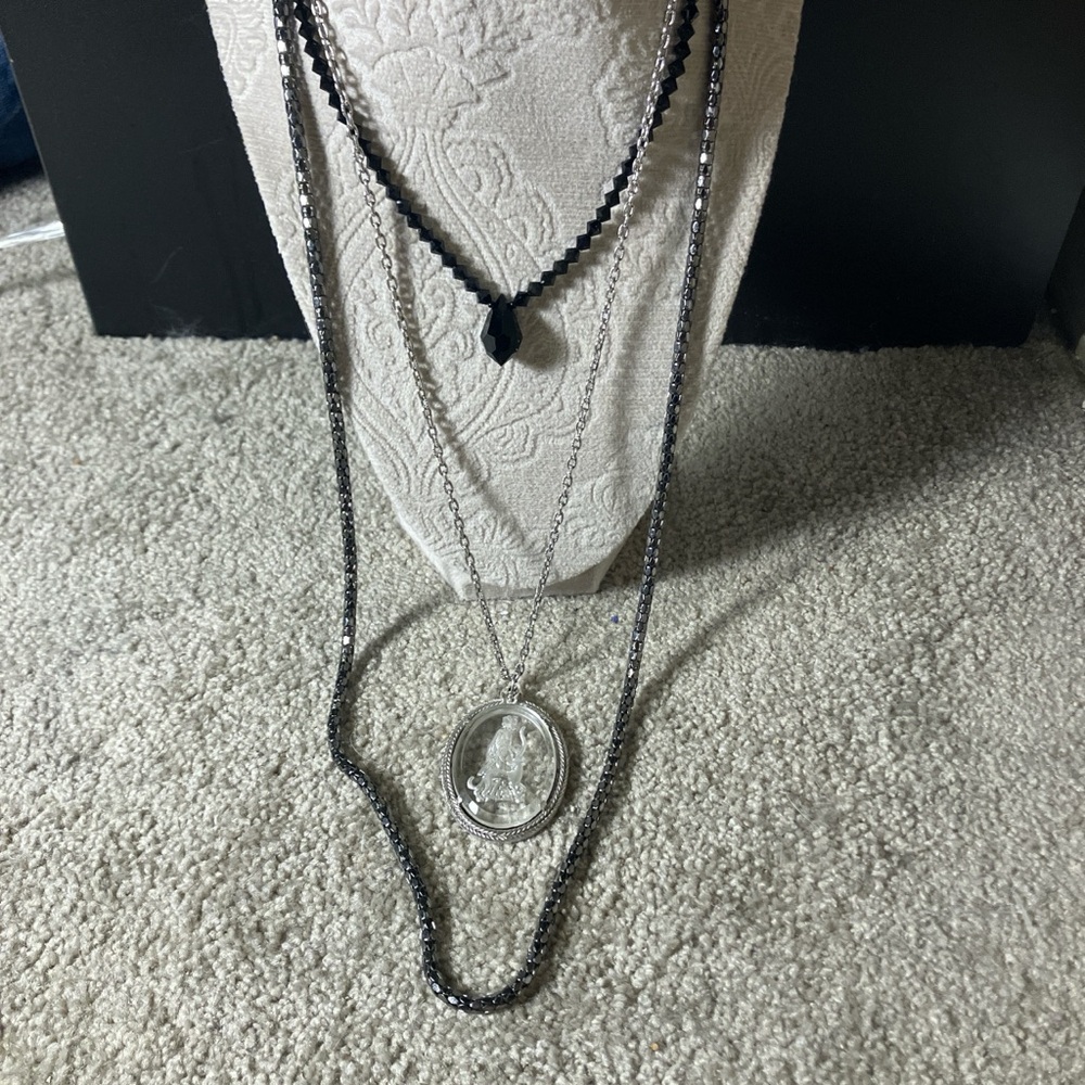 Avon Black and Silver Toned 3 Piece Necklace Set